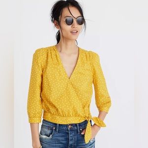 Madewell Wrap Top in Star Scatter Yellow Size XS